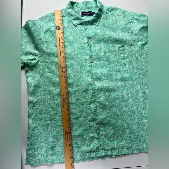 Vineyard Vines Green Palm Linen Short Sleeve Button Down Shirt Mens XL - Picture 7 of 7